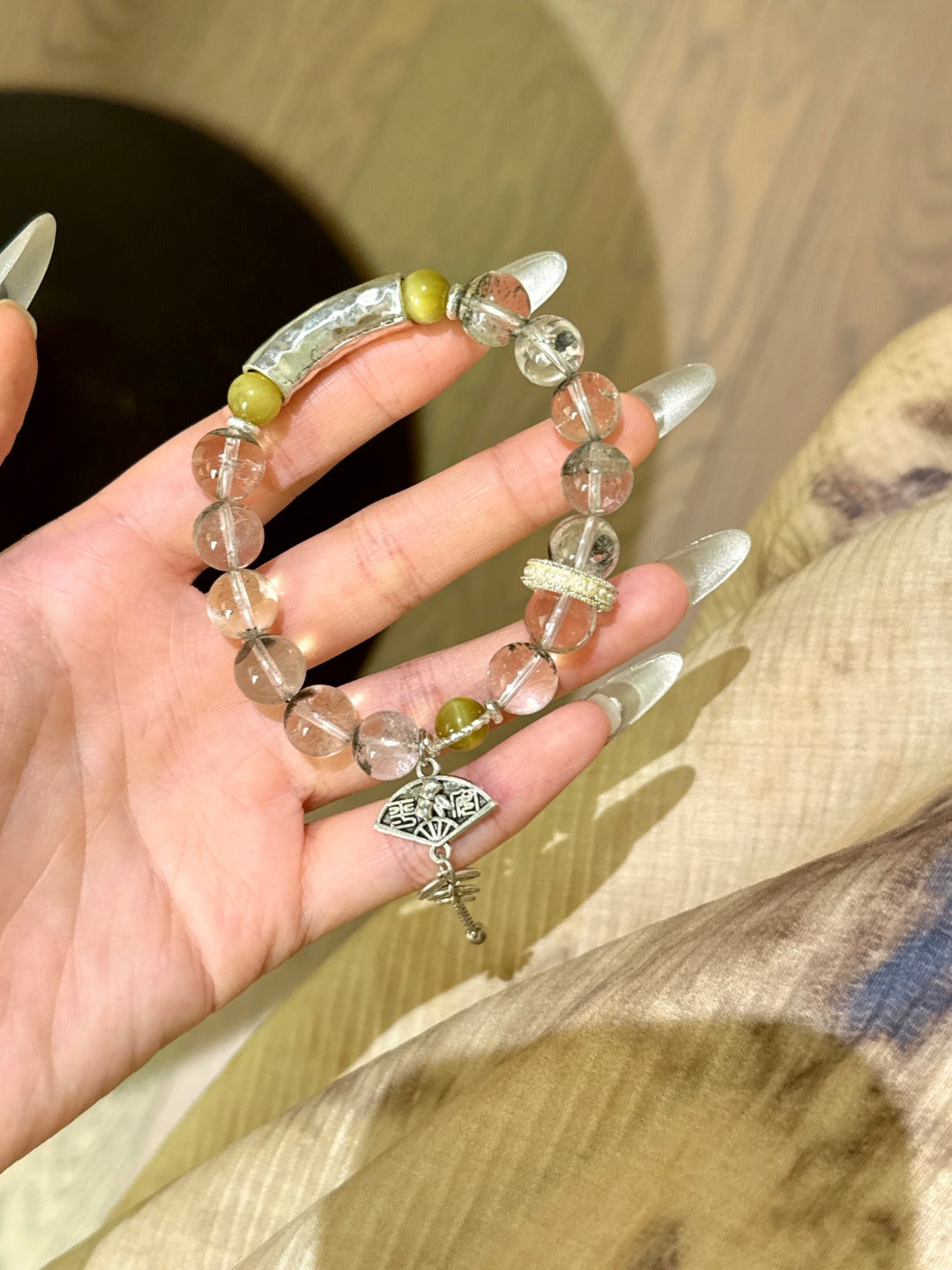 ▫️▪️ Green Ghost Golden Tiger's Eye Bracelet